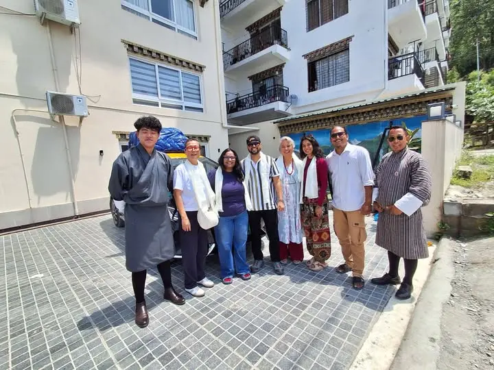 Tour group arriving in Thimphu